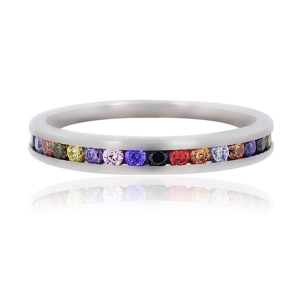 Multi Color Cubic Zirconia Eternity Ring